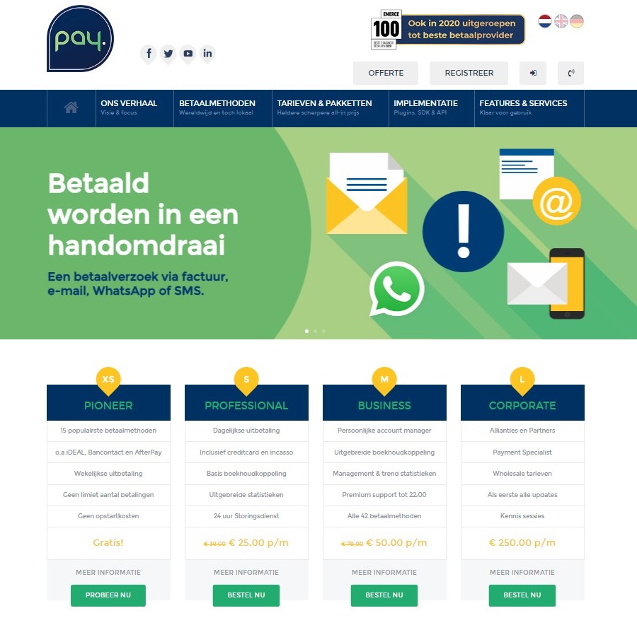 PAY beste Payment Service Provider 2020